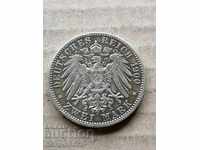 Monedă 2 timbre 1900 Germania Prusia argint