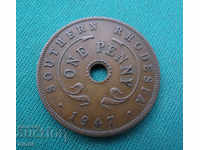 British Southern Rhodesia 1 Penny 1947 Rare