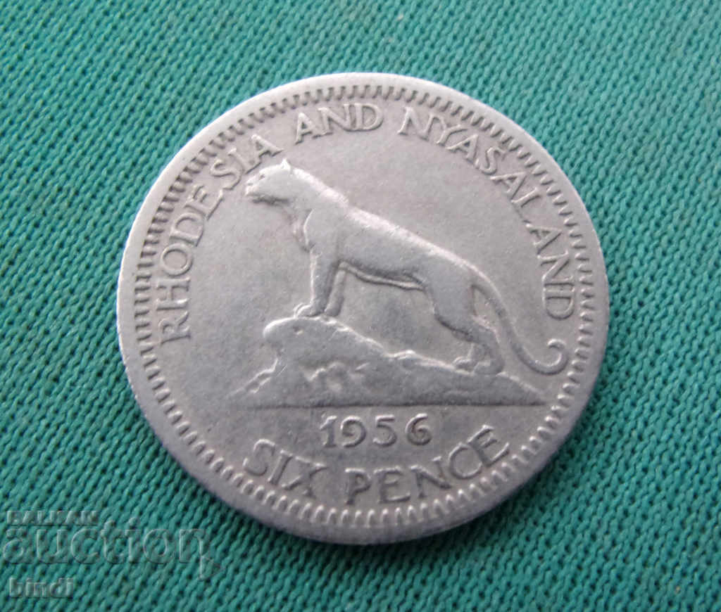 Rhodesia britanică și Nyasaland 6 Penny 1956 Rare