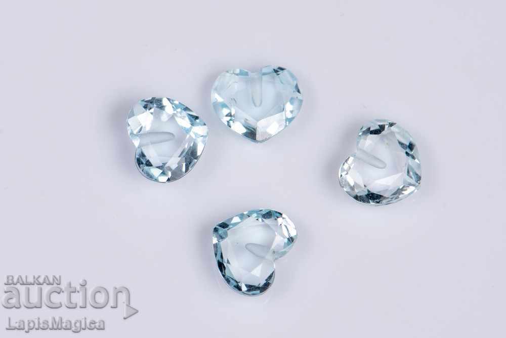 Blue topaz heart - pierced - price for 1 pc