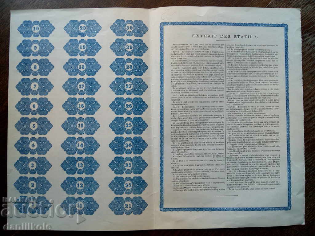 Delivery of * $ * Y * $ * COTONNIER COMPAGNIES OF MOZAMBIQUE 1927 * $ * Y * $ * Delivery of * $ * Y * $ * COTONNIER COMPAGNIES OF MOZAMBIQUE 1927 * $ * Y * $ *