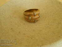 Silver RING with gilding and Diamonds, stamp