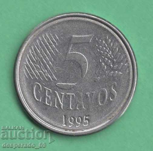 (¯`'•.¸   5 центаво 1995  БРАЗИЛИЯ   ¸.•'´¯)