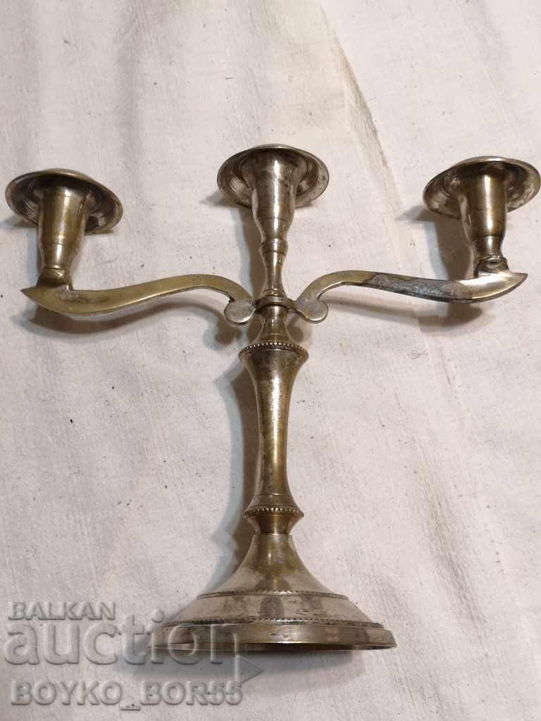 Antique Bronze Silver Plated Candlestick 3 candles