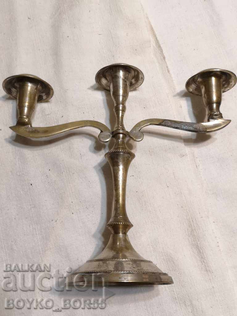 Antique Bronze Silver-Plated Candlestick 3 candles Antique Bronze Silver-Plated Candlestick 3 candles