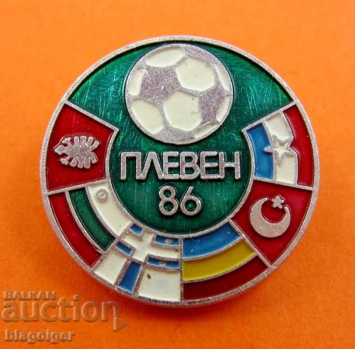 Auction FOOTBALL BADGE-BALKAN FOOTBALL CUP-1986-PLEVEN Auction FOOTBALL BADGE-BALKAN FOOTBALL CUP-1986-PLEVEN