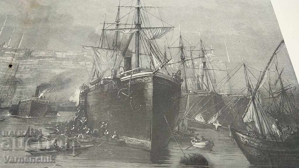 Delivery of Old antique engraving lithograph with ISTANBUL MOTIVE 19th century Delivery of Old antique engraving lithograph with ISTANBUL MOTIVE 19th century