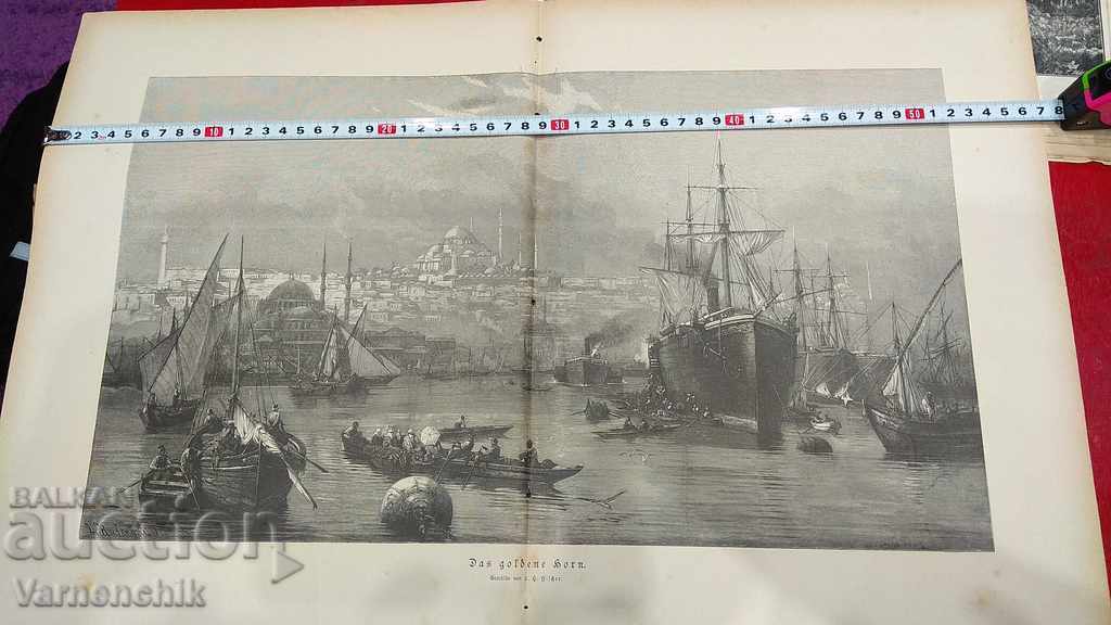 Old antique engraving lithograph with ISTANBUL MOTIVE 19th century