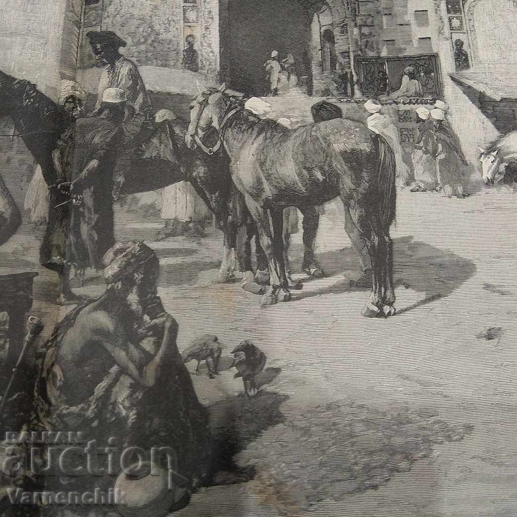 Auction Old antique engraving lithograph with Orientals MOTIF 19th century Auction Old antique engraving lithograph with Orientals MOTIF 19th century