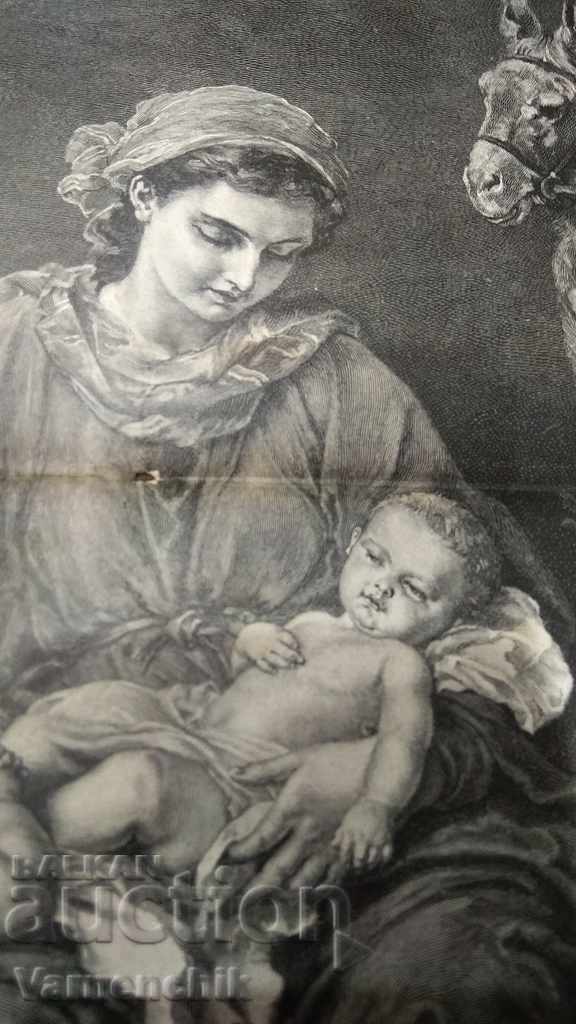 Auction Old antique engraving lithograph with Christmas MOTIF 19th century Auction Old antique engraving lithograph with Christmas MOTIF 19th century