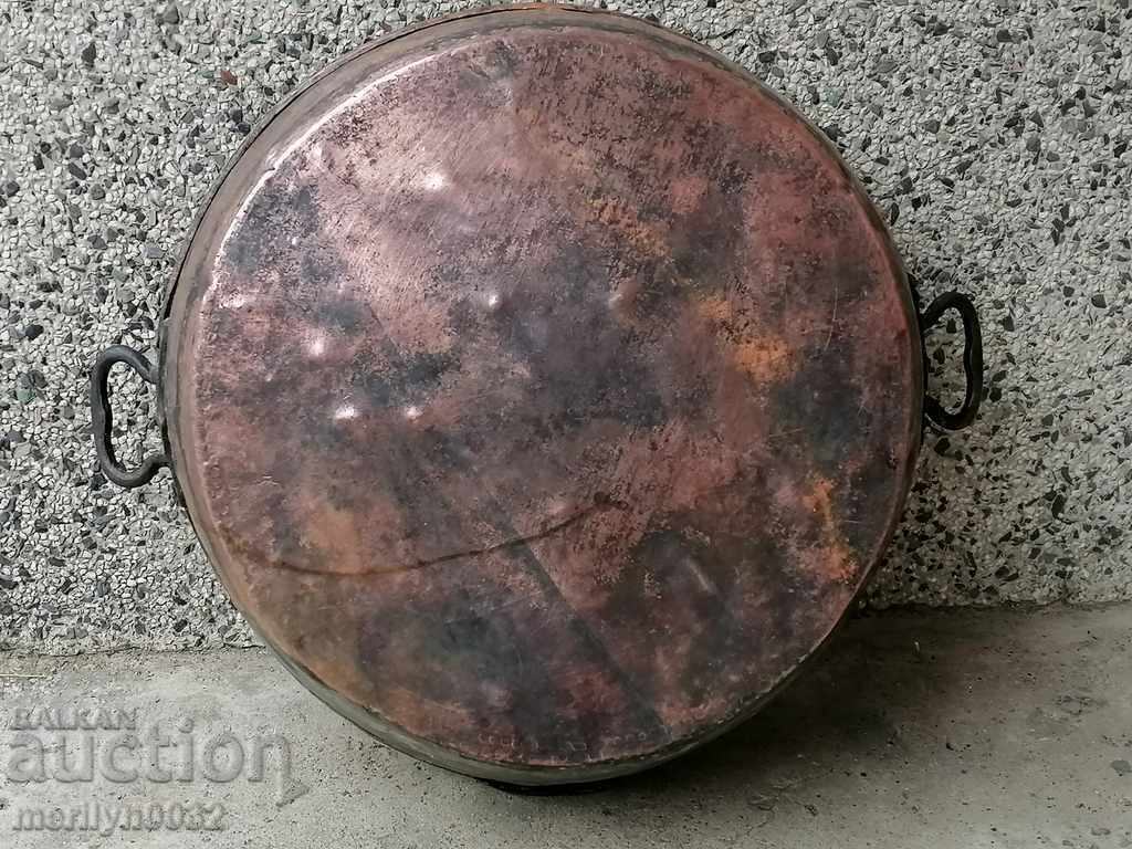 Аукцион Стара бакърена тава за лютеница меден съд бакър