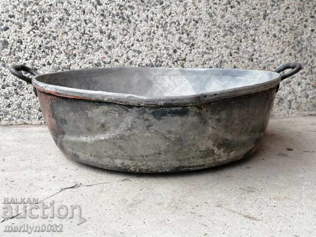 Доставка на Стара бакърена тава за лютеница меден съд бакър