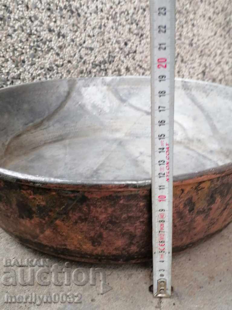 Стара бакърена тава за лютеница меден съд бакър - 5