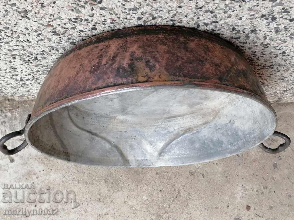 Стара бакърена тава за лютеница меден съд бакър