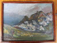 1931 pictură veche, ulei, carton, 40x30 cm