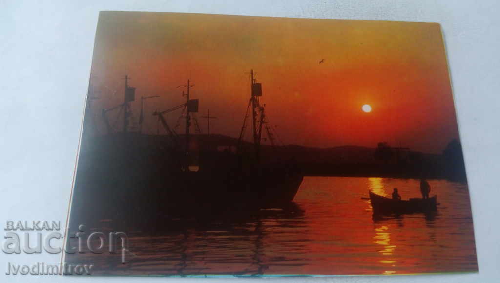 Пощенска картичка Созопол Залез 1983