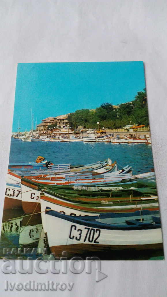 Пощенска картичка Созопол Пристанището 1989