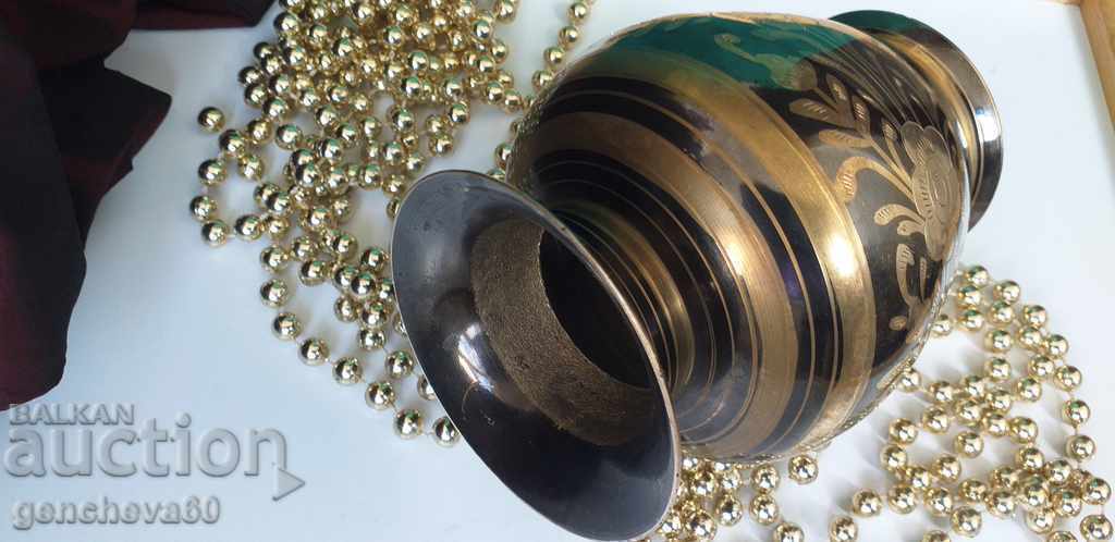 Auction Vintage brass vase with ornaments Auction Vintage brass vase with ornaments