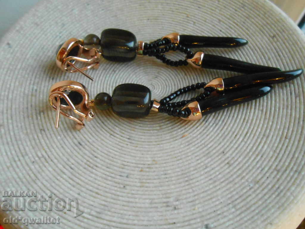 Аукцион Елегантни дълги Сребърни обици, Сребро 925, позлата Аукцион Елегантни дълги Сребърни обици, Сребро 925, позлата