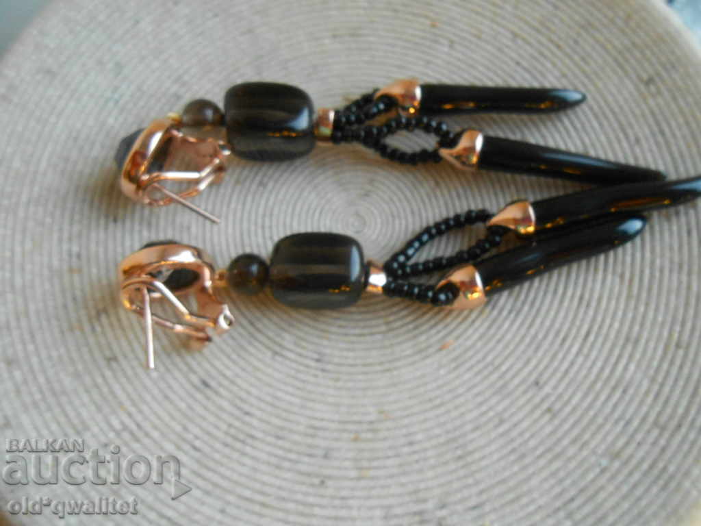 Доставка на Елегантни дълги Сребърни обици, Сребро 925, позлата Доставка на Елегантни дълги Сребърни обици, Сребро 925, позлата