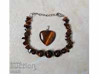 Great set of tiger eye stone bracelet and locket