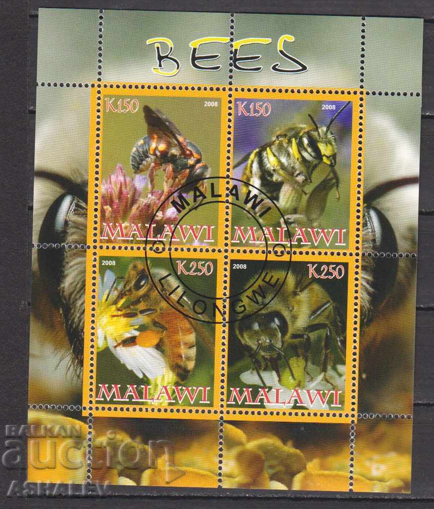 Malawi 2011 Fauna - Blocuri de albine cu 4 timbre ștampilate