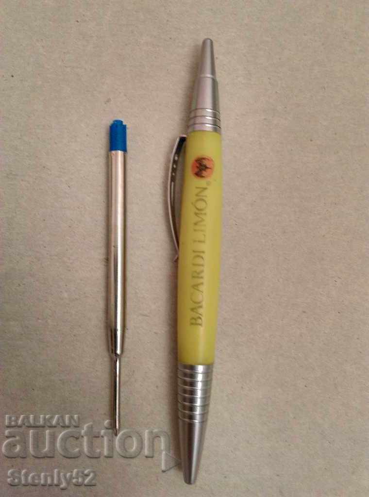 Bacardi pen with metal body.