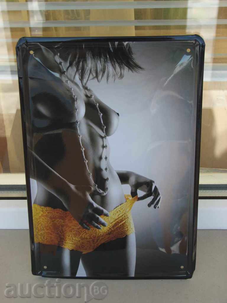 placă de metal de moda blugi erotic sexy bikini topless