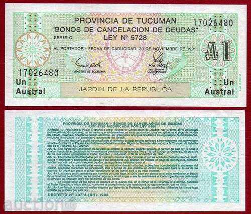 ZORBA ARGENTINA AUCTIONS 1 AUSTRAL 1991 UNC