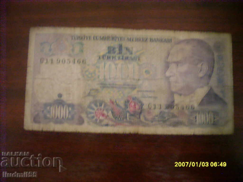 TURCIA 1000 de lire sterline 1970 (1986)