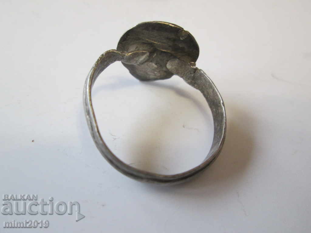 Δημοπρασία Παλιό ασημένιο δαχτυλίδι αναβίωσης με πουλιά