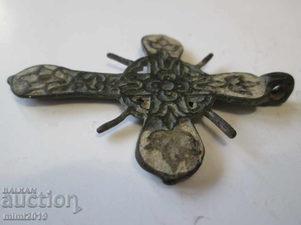 Auction Very Old Tsarist Russia bronze cross with enamel Auction Very Old Tsarist Russia bronze cross with enamel