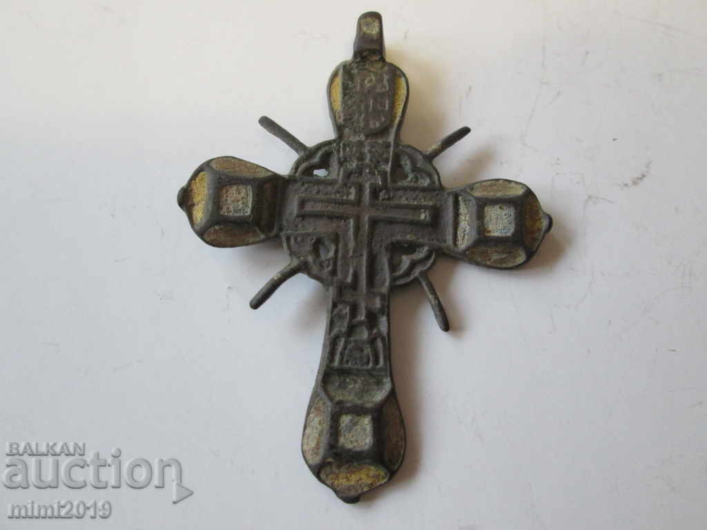 Very Old Tsarist Russia bronze cross with enamel - 7 Very Old Tsarist Russia bronze cross with enamel - 7