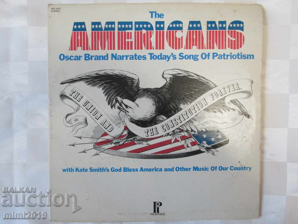 Дългосвиреща грамофонна плоча-патриотични американски песни