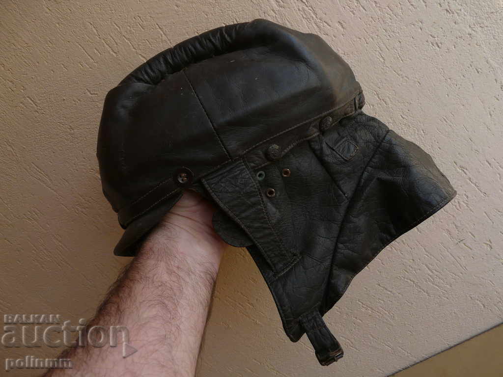 Şapcă veche din piele de motociclist - Real Nappa