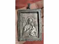 Сребърна Панагия Висулка Медальон Богородица Религия