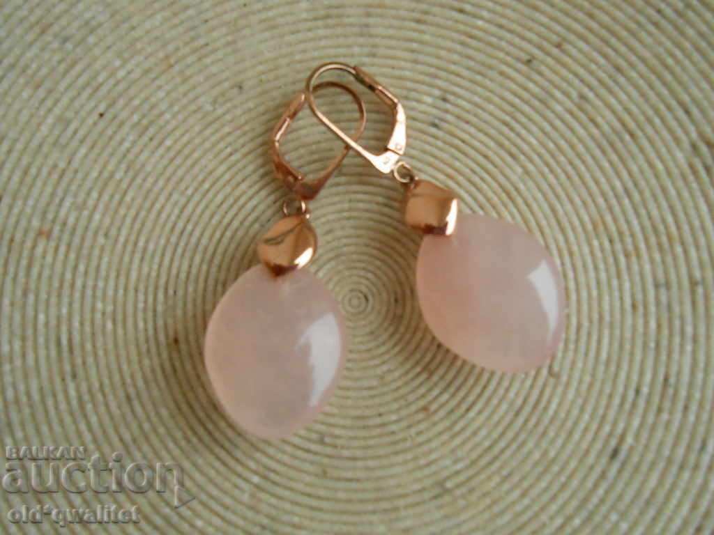 Designer silver EARRINGS SILVER 925, rose quartz - 7 Designer silver EARRINGS SILVER 925, rose quartz - 7