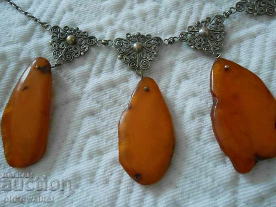 Auction RUSSIAN NECKLACE with AMBER, CHARM Auction RUSSIAN NECKLACE with AMBER, CHARM