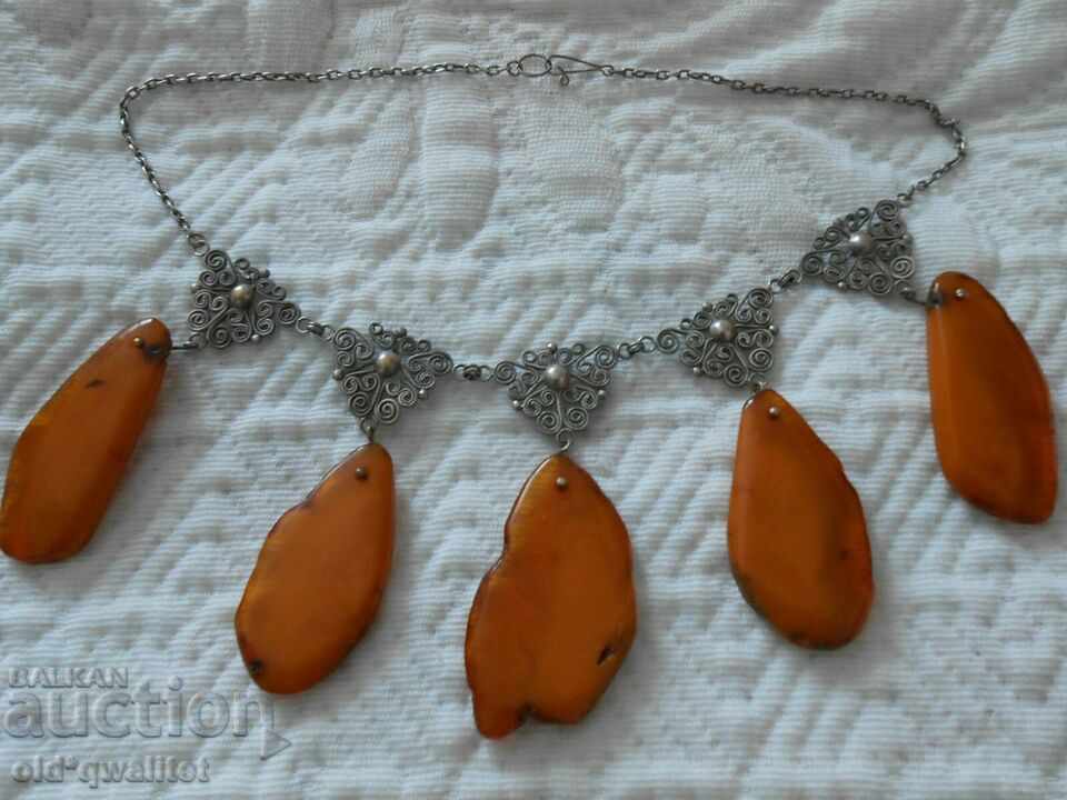 RUSSIAN NECKLACE with AMBER, CHARM - 5 RUSSIAN NECKLACE with AMBER, CHARM - 5