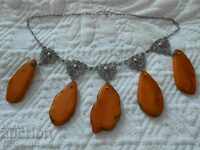 RUSSIAN NECKLACE with AMBER, CHARM