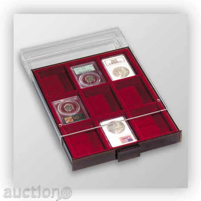 Cutie pentru 9 monede în capsule PCGS / NGC Leuchtturm (2499)