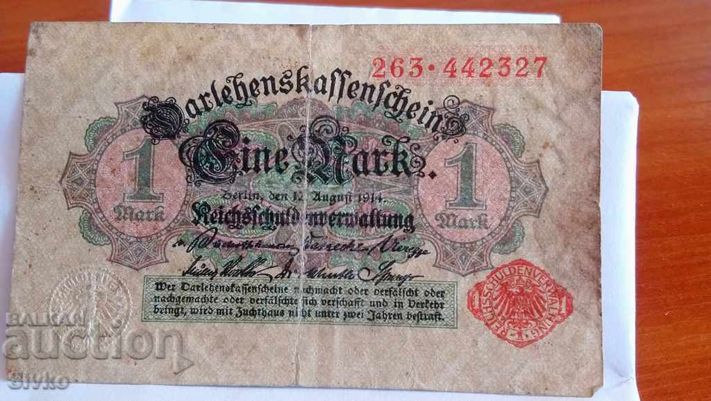 Τραπεζογραμμάτιο Γερμανία 1 σφραγίδα 1914