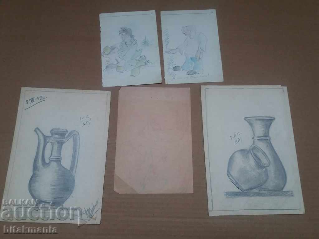 Lot of old drawings - read the terms of the auction