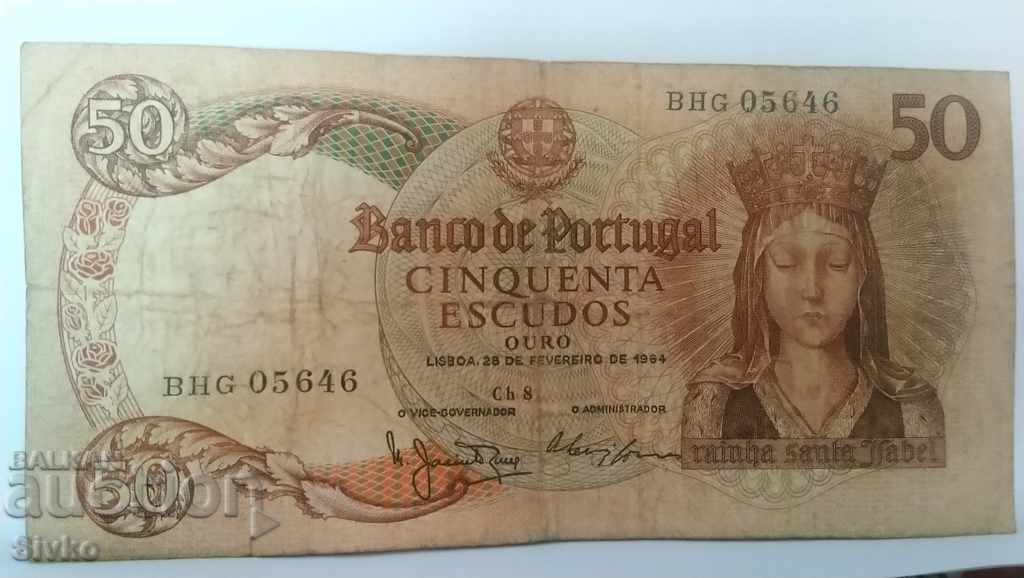 Bancnotă Portugalia 50 Escudo 1964
