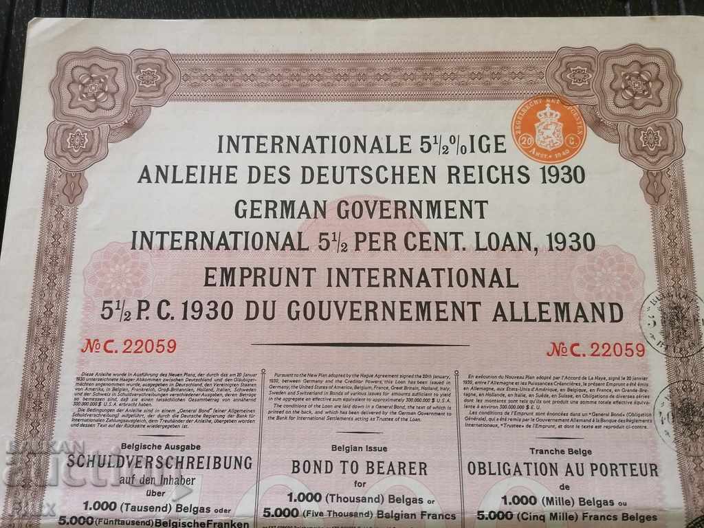 Auction  Reich bond - German Govern. International Loan | 1930