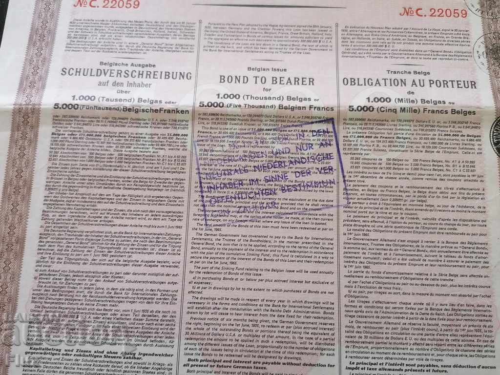 Delivery of Reich bond - German Govern. International Loan | 1930