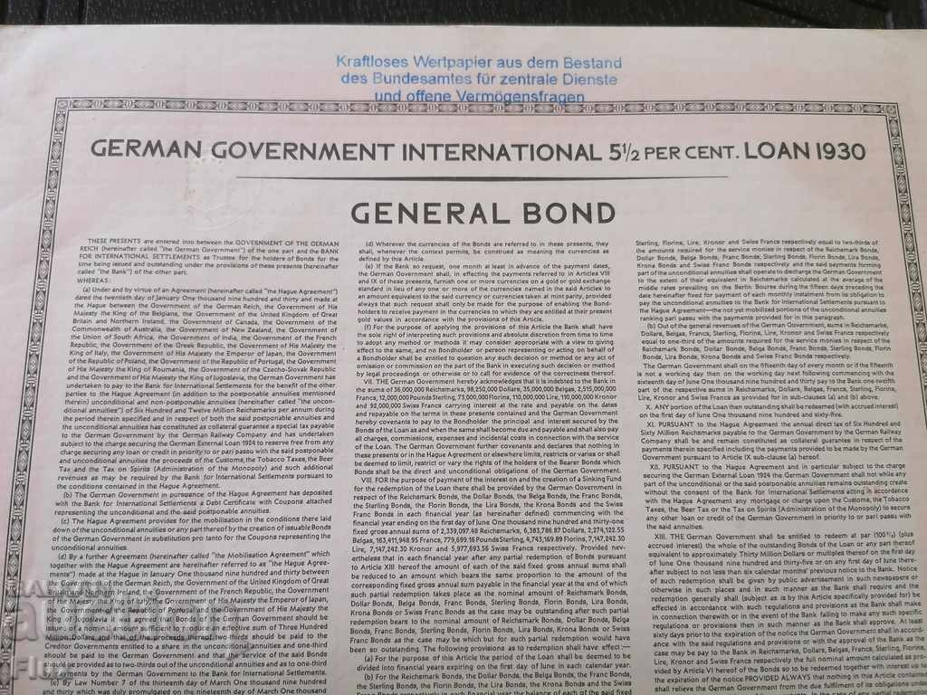 Reich bond - German Govern. International Loan | 1930 - 7