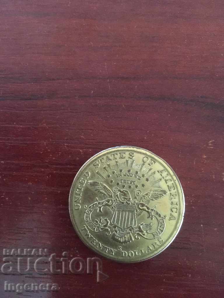 20 DOLLAR COIN US-1882 GOLD REPLICA with price 54.00 BGN | € 27.61 20 DOLLAR COIN US-1882 GOLD REPLICA with price 54.00 BGN | € 27.61