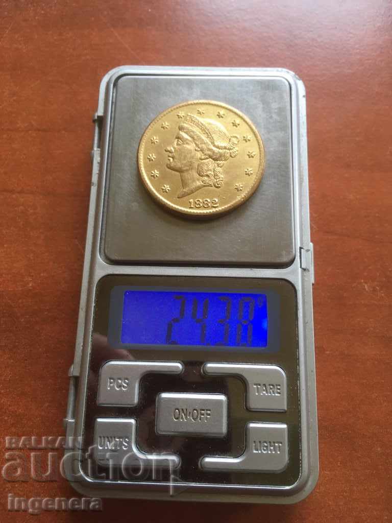 Delivery of 20 DOLLAR COIN US-1882 GOLD REPLICA Delivery of 20 DOLLAR COIN US-1882 GOLD REPLICA