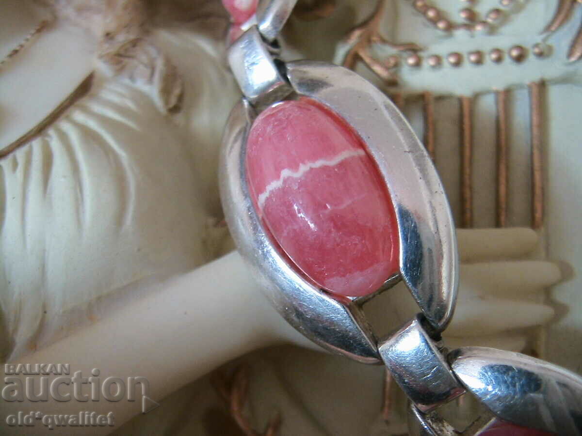 Old silver bracelet with Rhodochrosite, beautiful with price 297.00 BGN | € 151.85